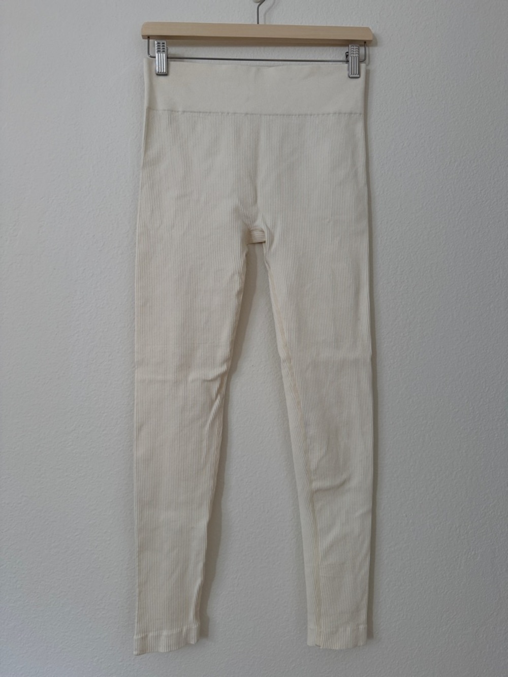 Adanola Ribbed Leggings in Marshmallow Off White Size XL Stretch Workout Yoga